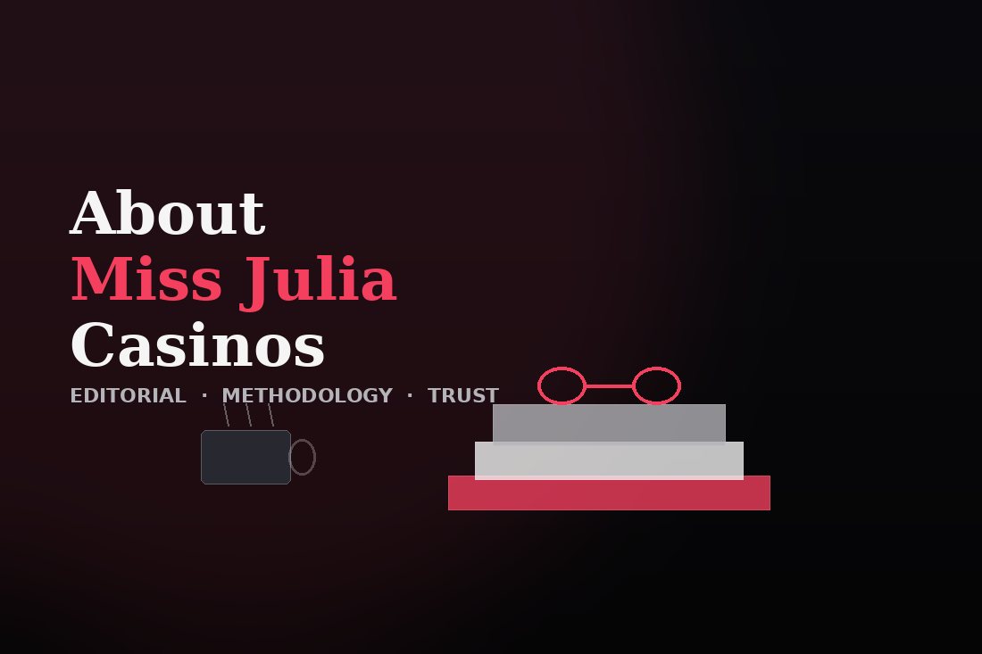 Miss Julia Casinos editorial desk — notebooks, laptop, and casino review notes
